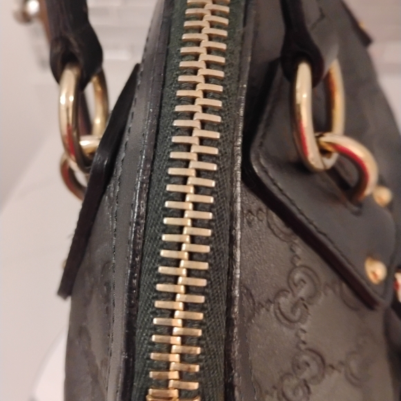 Gucci Guccissima Dome Bag - Metallic Hunter Green - Picture 13 of 16